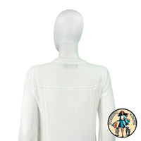 Pomander Place NEW White Gauze Beaded Long Puff Sleeve V-Neck Mini Dress Size S