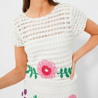 Tuckernuck Love the Label NEW Leighton Crochet Matching Set Ivory Floral Size XS