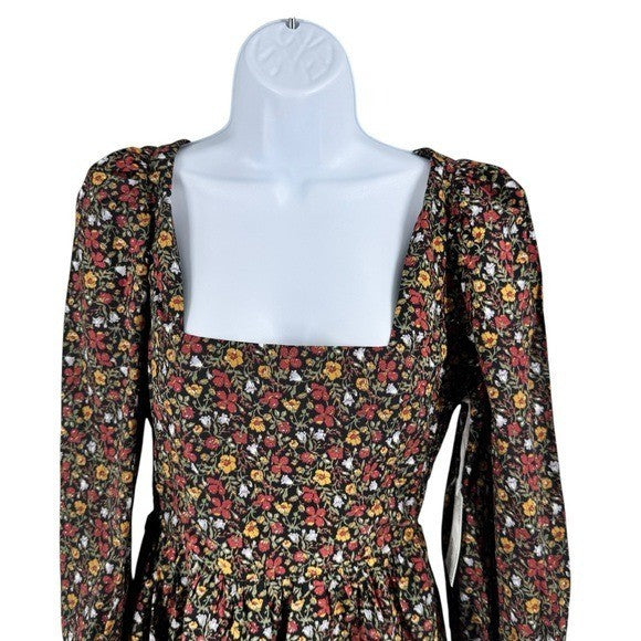 Hyacinth House NEW Black Multi Floral Spencer Long Sleeve Mini Dress Size S