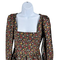 Hyacinth House NEW Black Multi Floral Spencer Long Sleeve Mini Dress Size S