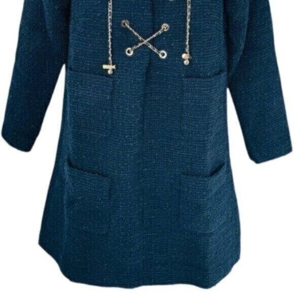 Tuckernuck | NEW Navy Tie Tweed Kelly Notched Neckline Mini Dress Size XXL