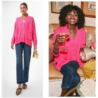 Pomander Place |  Slone Hot Pink Barbiecore Oversized Cardigan Sweater Size XS
