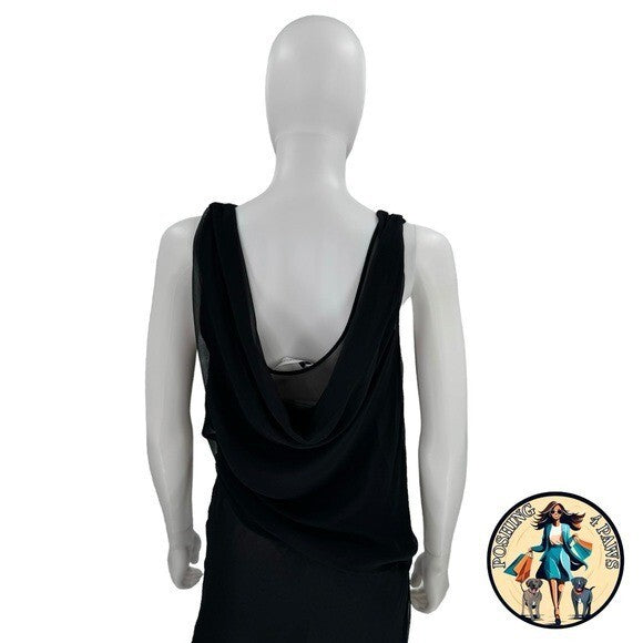Christopher Esber Silk Formal Sheer Draped Cowl Tank Maxi Dress in Black Size 6