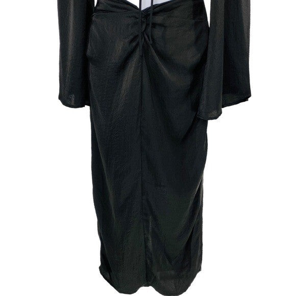 Petal & Pup NEW Sienna Satin Formal Black Midi Dress Matching Set Size XS