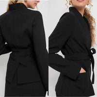 Tuckernuck NEW Black Gracie Wrap Crepe Classic Blazer Size L