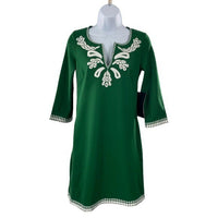 Tuckernuck NEW Miguelina Green Embroidered Shift Mini Dress Size 2XS
