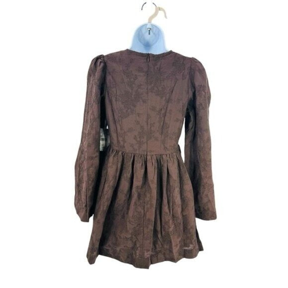 Hyacinth House | NEW Brown Becca V-Neckline Bell-Sleeved Mini Dress Size M