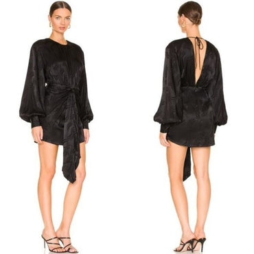 Significant Other | NEW Lila Satin Tie Front Mini Dress in Black Size 2