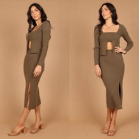 Petal and Pup NEW Luna Knitted Matching 3 Piece Set Midi Dress Green Size M