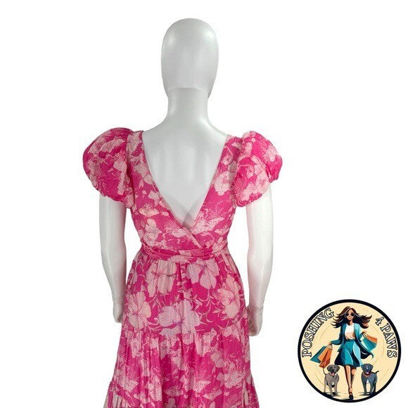 LoveShackFancy | NEW Karalie Silk Blend Maxi Dress in Holiday Sun Fuchsia Size 2