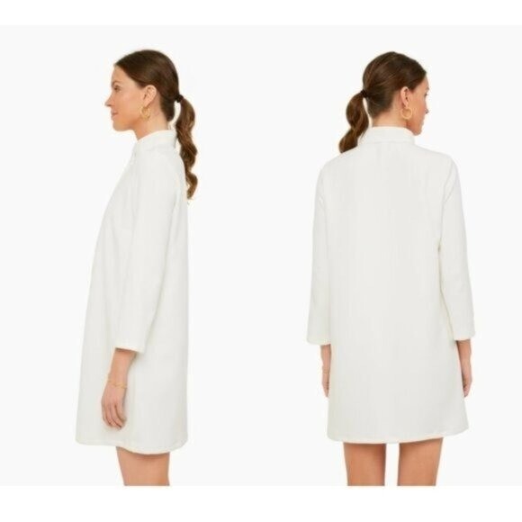 Tuckernuck | NEW White Stretch Crepe Avery Long Sleeve Shirt Dress Size S