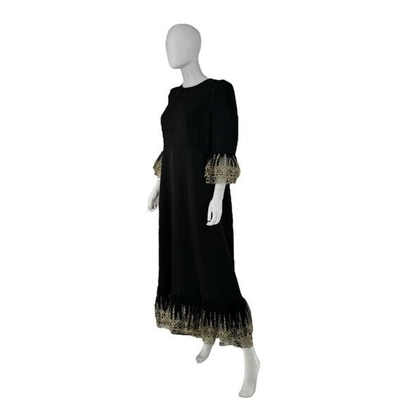 Pomander Place NEW Black Lillith Gold Lace Formal Maxi Dress Size XL