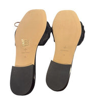 Tuckernuck NEW Black Raffia Britt Square Toe Knot Slip On Flat Sandal Size 6