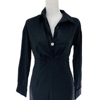 Petal & Pup NEW Monrow Black Preppy Long Sleeve Linen Midi Shirt Dress Size 2