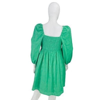 Pomander Place NEW Green Embroidered Puff Sleeve Elizabeth Mini Dress Size XL