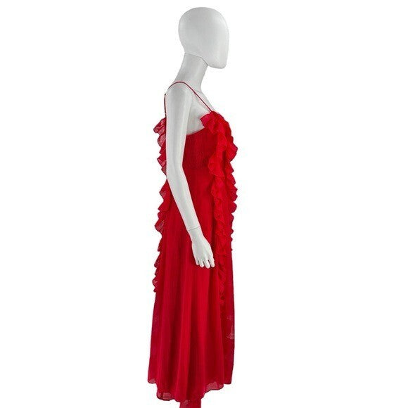 Endless Rose NEW Chiffon Ruffle Formal V Neck Midi Dress Womens Size Medium