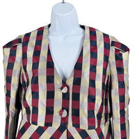 Tuckernuck NEW Bordeaux Check Jacquard Zoey Top Jacket Size L