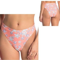 Becca French Cut Hi Leg Floral High Waist Bikini Swim Bottoms NEW Size L