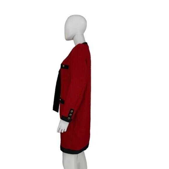 Tuckernuck NEW Red Coco Tweed Long Sleeve Retro Preppy Mini Dress Size L