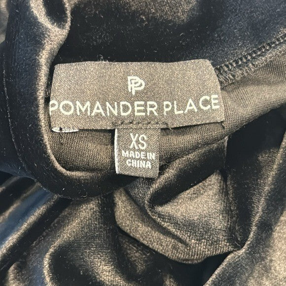 Pomander Place NEW Black Velvet Long Sleeve Mottershead Mini Dress Size XS