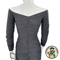 Norma Kamali Off Shoulder Slinky Jersey Stretch Bodycon Dress in Black Size S