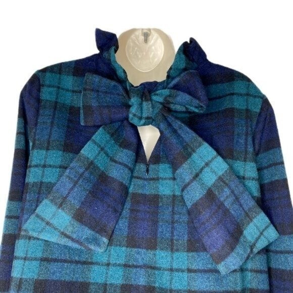Tuckernuck | NEW Blackwatch Plaid Schoolgirl Bow Wool Faye Blouse Size XS