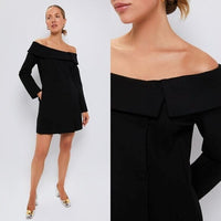 Pomander Place NEW Black Ponte Remington Off the Shoulder Blazer Dress Size 4