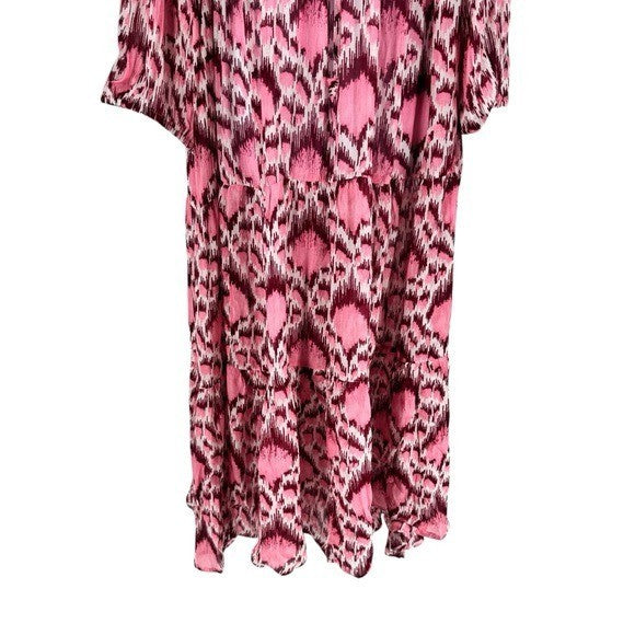 Tuckernuck NEW Pink Poppy Ikat Long Sleeve Salty Paloma Caftan Size XXXL