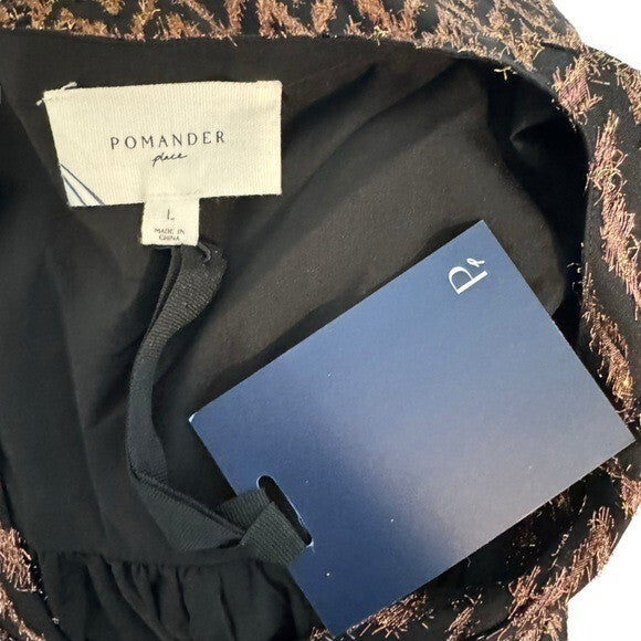 Pomander Place NEW Metallic Ikat Kenzo Long Sleeve Relaxed Fit Mini Dress Size L