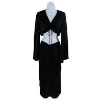 Petal & Pup NEW Sienna Satin Formal Black Midi Dress Matching Set Size S