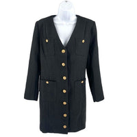 Pomander Place | NEW Black Tweed Keira Long Sleeve Mini Dress Size M