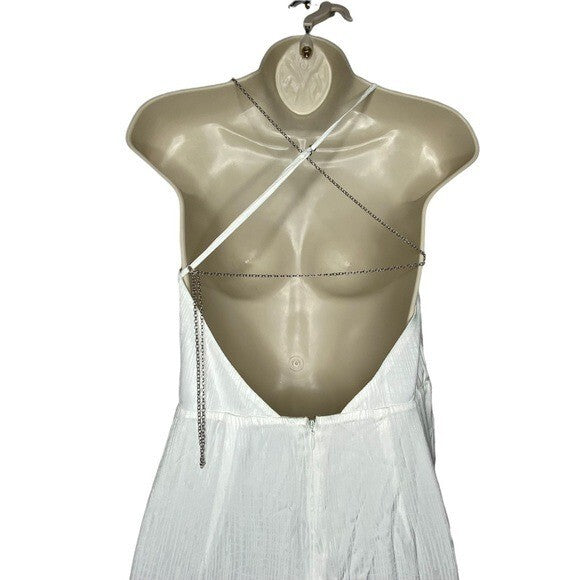 NWT Michael Costello x REVOLVE Tessa Satin Chain Midi Dress Ivory Size XS