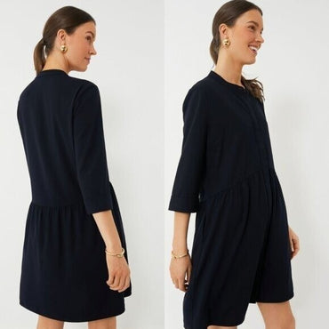Tuckernuck NEW Navy Blue Royal Shirt Crepe Relaxed Fit Classic Mini Dress Size M