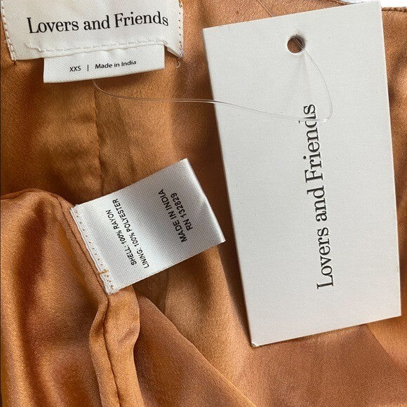 REVOLVE Lovers + Friends Corinne Satin Long Sleeve Mini Dress Tan Size XXS