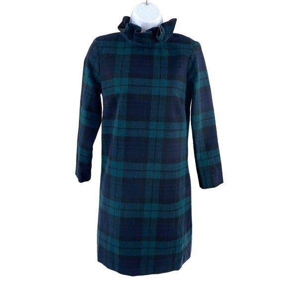 Tuckernuck NEW Blackwatch Daphne Plaid Wool Blend Long Sleeve Mini Dress Size XS