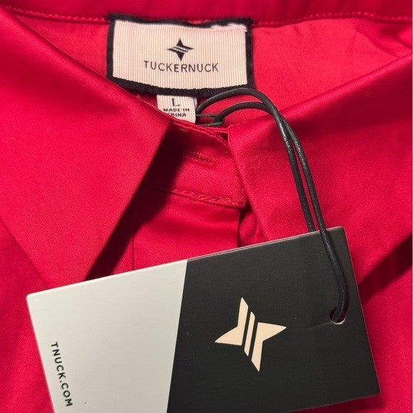 Tuckernuck NEW Red Mini Delaney Puff Sleeve Collared Classic Mini Dress Size L