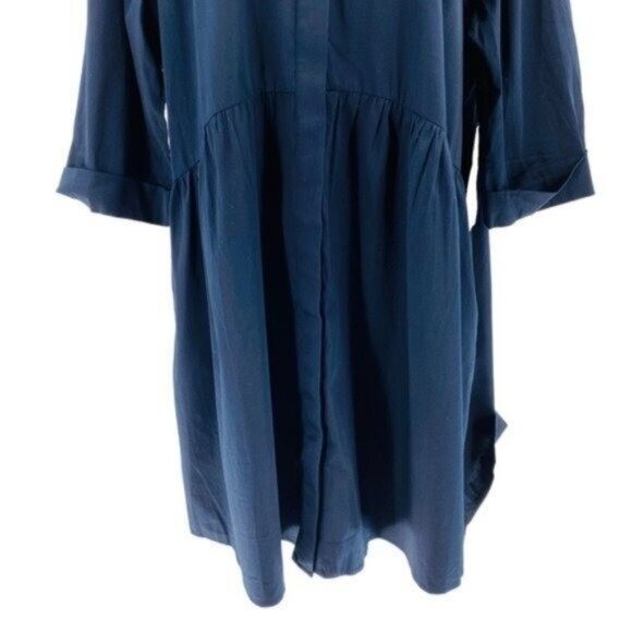 Tuckernuck NEW Navy Blue Royal Shirt Crepe Relaxed Fit Classic Mini Dress Size M