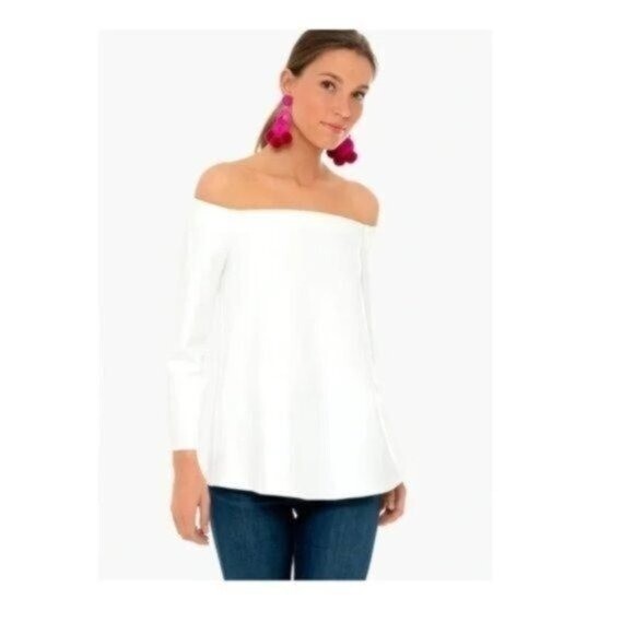 Tuckernuck White Miranda Off the Shoulder Long Sleeve Blouse Size XS
