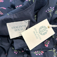 Hyacinth House NEW Navy Floral Ruffle Neck Norah Long Sleeve Mini Dress XS