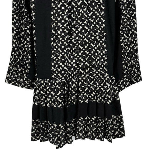 Tuckernuck NEW Black Geo Tate Tencel Long Sleeve Drop Waist Mini Dress Size XXL