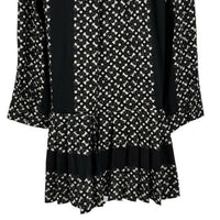 Tuckernuck NEW Black Geo Tate Tencel Long Sleeve Drop Waist Mini Dress Size XXL