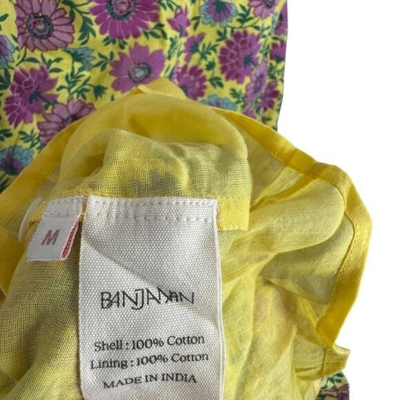Banjanan NEW Poppy Puff Sleeve Daisy Floral Yellow Purple Maxi Dress Size M