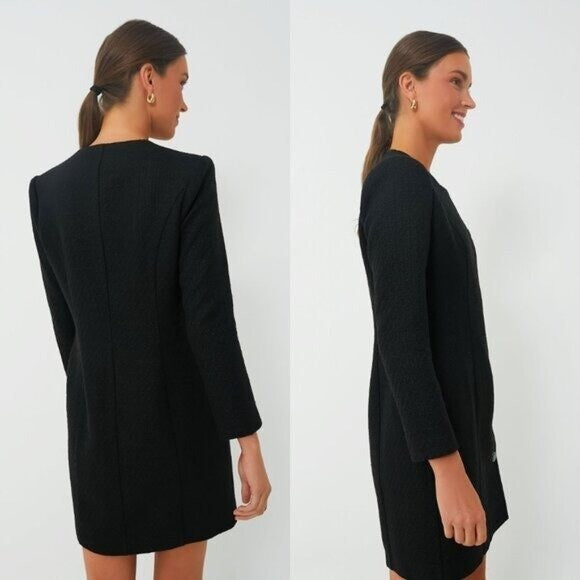 Pomander Place NEW Black Tweed Retro Winslet Green Button Mini Dress Size XXL