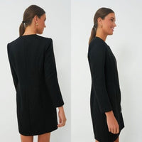 Pomander Place NEW Black Tweed Retro Winslet Green Button Mini Dress Size XXL