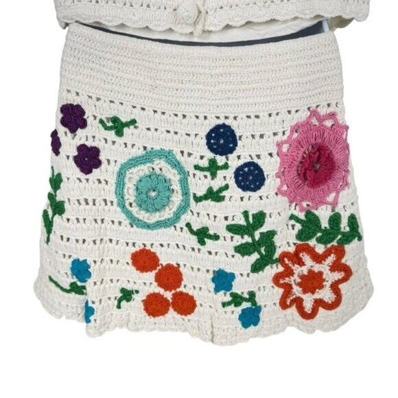 Tuckernuck Love the Label NEW Leighton Crochet Matching Set Ivory Floral Size S