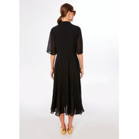 Pomander Place | NEW Black Maeve Classic Collared Shirt Maxi Dress Size Small