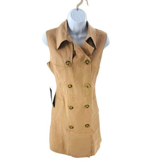 Tuckernuck NEW Khaki Milla Sleeveless Military Collared Mini Dress Size S