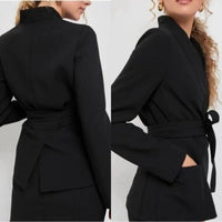 Tuckernuck NEW Black Gracie Wrap Crepe Classic Blazer Size XS