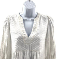 Pomander Place | NEW White Swiss Dot Kenzo Long Sleeve V-Neck Mini Dress Size S