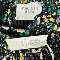 Hyacinth House | NEW Black Multi Floral Smocked Samantha Midi Dress Size L